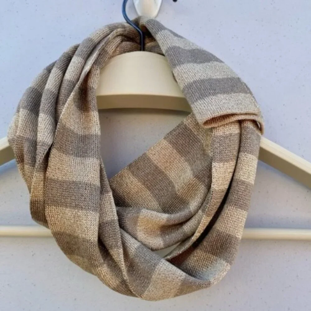 Banana Republic Striped Gold Metallic Block Scarf